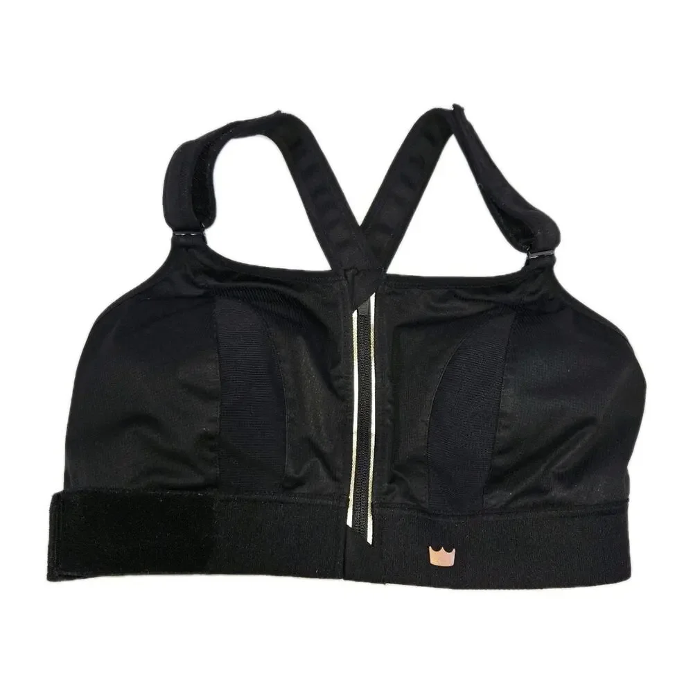 SHEFIT Ultimate Sports Bra Size 2Luxe XL High Impact Black 110002 Equestrian Zip